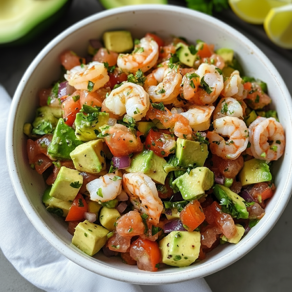 Healthy Avocado Salsa Shrimp Salad Recipe