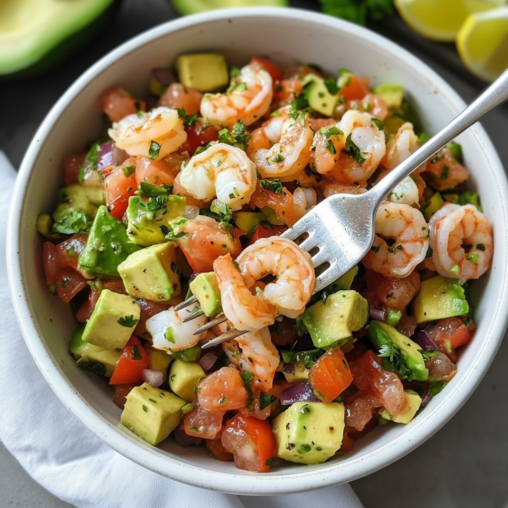 Healthy Avocado Salsa Shrimp Salad Recipe