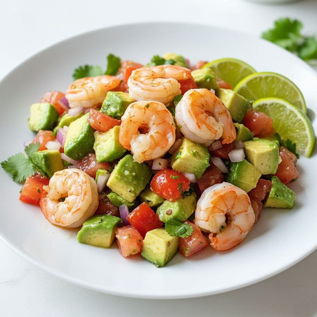 Healthy Avocado Salsa Shrimp Salad Recipe