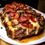 Easy Bacon Mushroom Swiss Cheese Meatloaf Keto Recipe