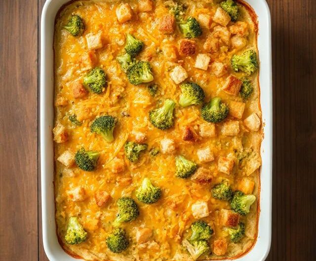 Healthy Low Carb Cheesy Broccoli and Chicken Casserole Recipe