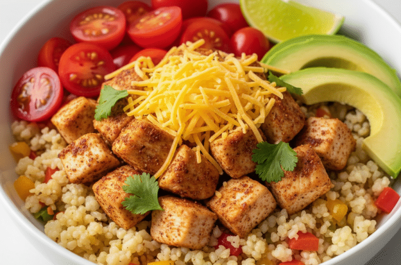 Easy Chicken & Cauliflower Rice Burrito Bowl Recipe