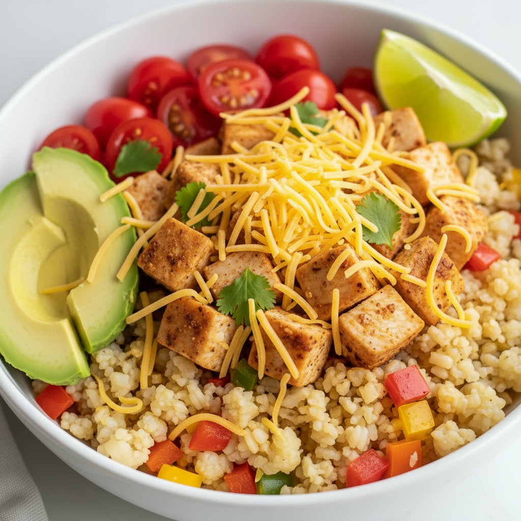 Easy Chicken & Cauliflower Rice Burrito Bowl Recipe