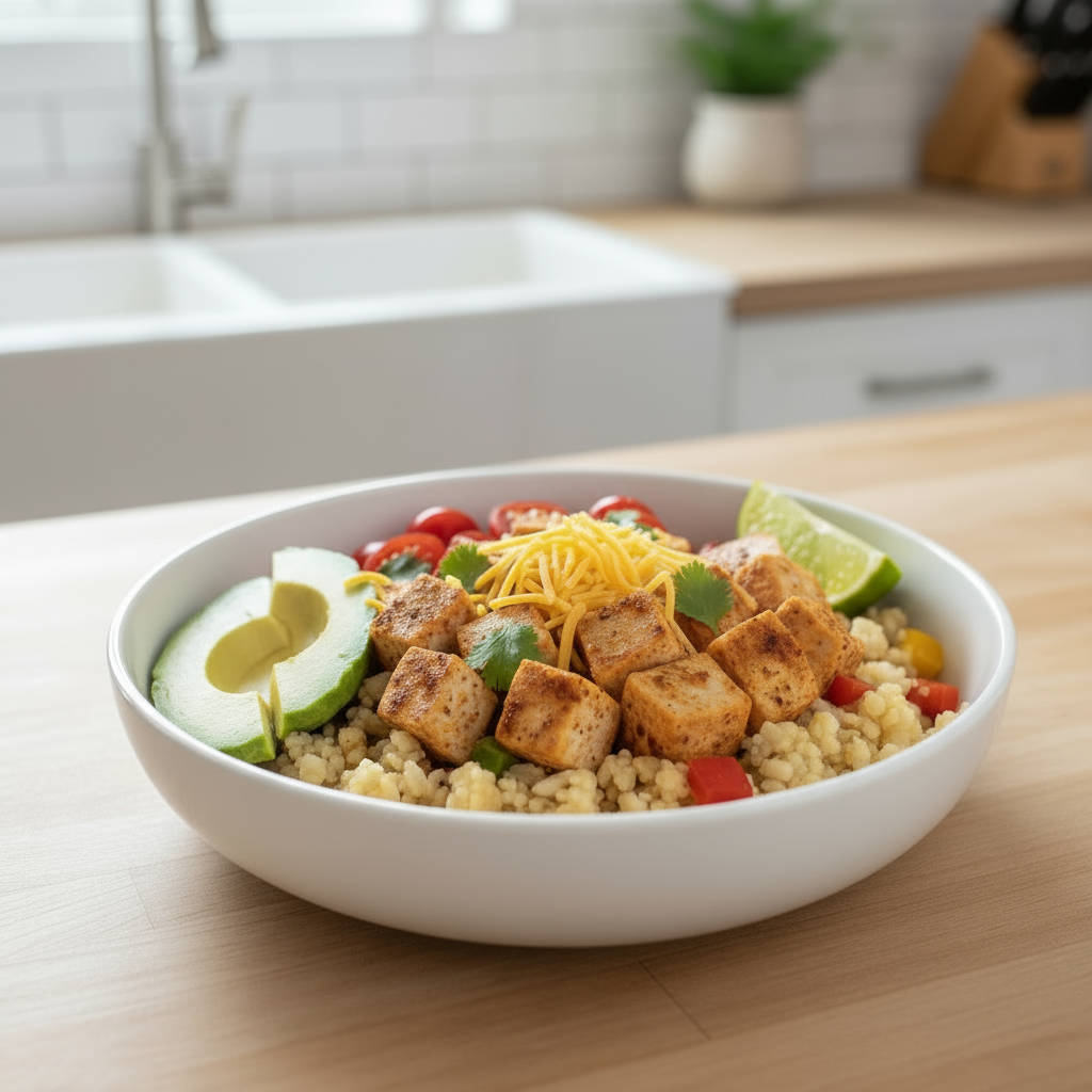 Easy Chicken & Cauliflower Rice Burrito Bowl Recipe