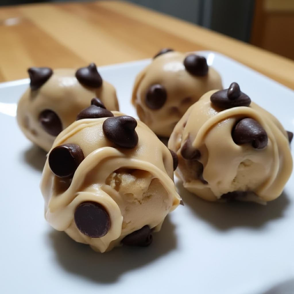 Healthy Frozen Greek Yogurt Peanut Butter Bites with Chocolate Chips