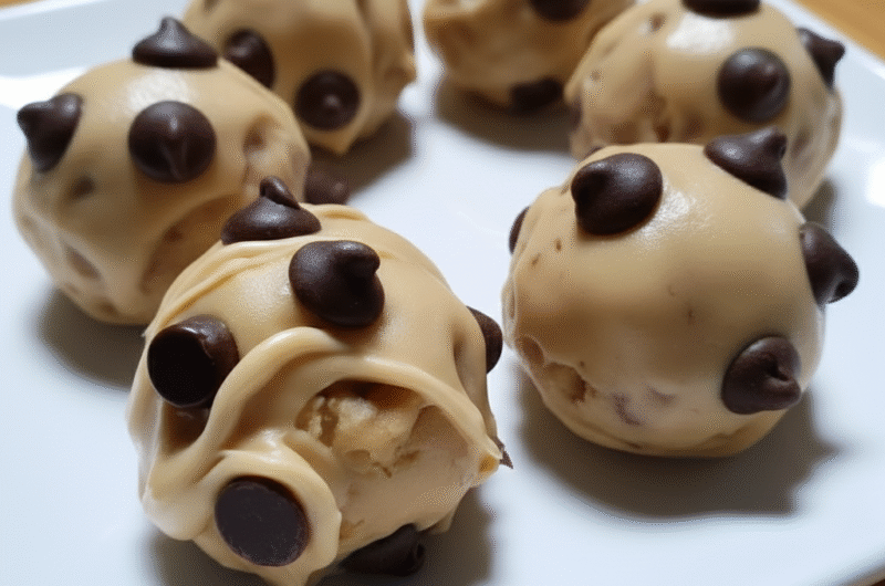 Healthy Frozen Greek Yogurt Peanut Butter Bites with Chocolate Chips