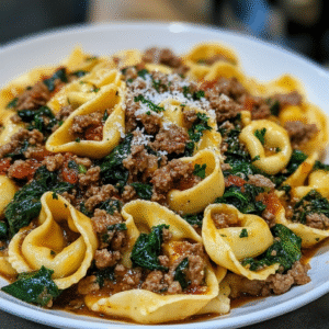 Garlic Butter Beef and Spinach Tortellini Recipe