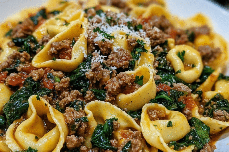 Garlic Butter Beef and Spinach Tortellini Recipe