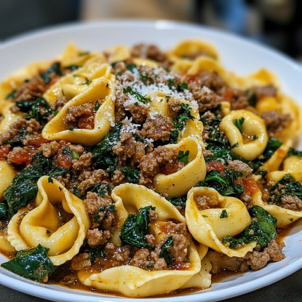 Garlic Butter Beef and Spinach Tortellini Recipe