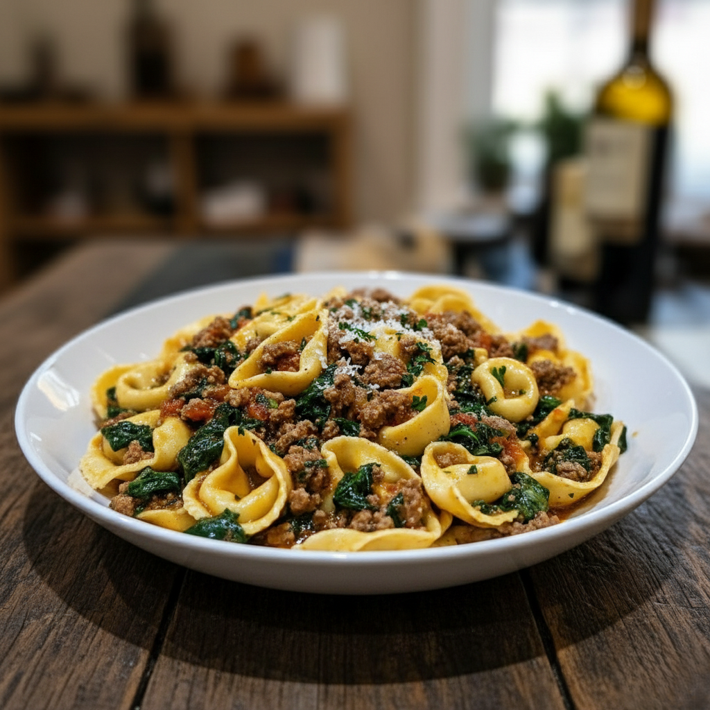 Garlic Butter Beef and Spinach Tortellini Recipe