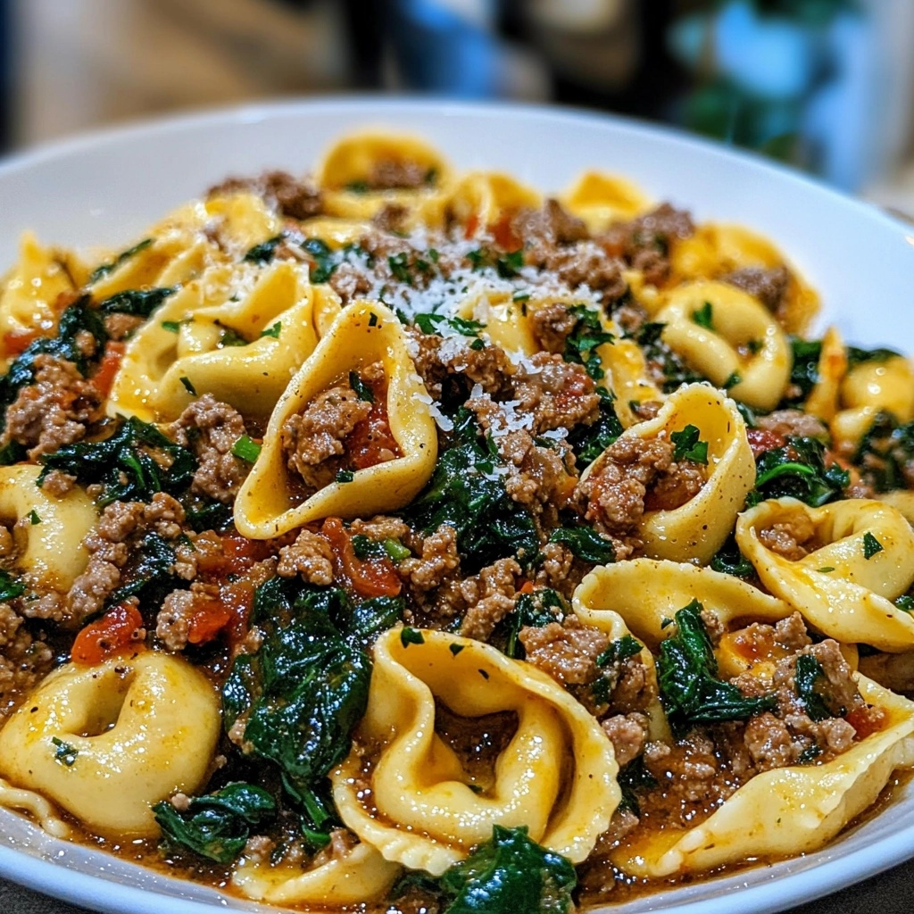 Garlic Butter Beef and Spinach Tortellini Recipe