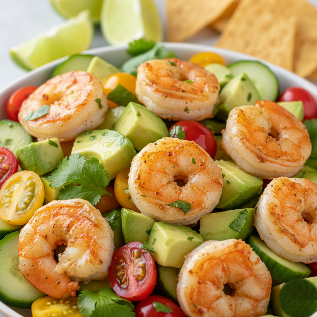 Healthy Avocado Salsa Shrimp Salad Recipe