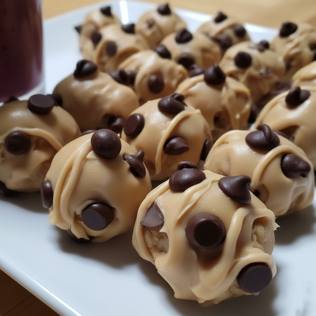 Healthy Frozen Greek Yogurt Peanut Butter Bites with Chocolate Chips