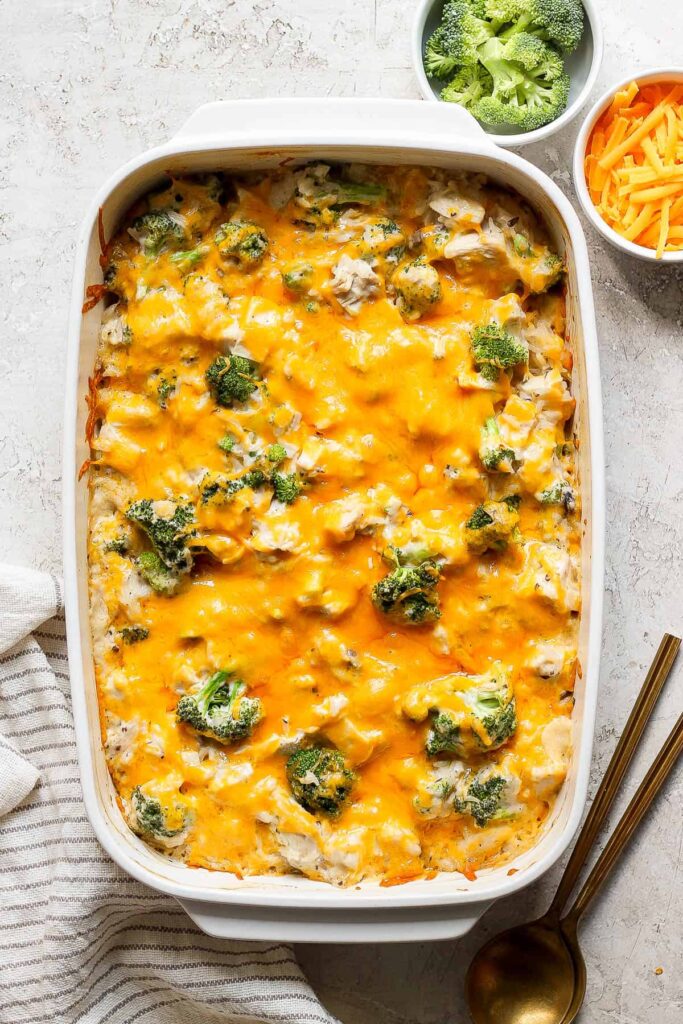Healthy Low Carb Cheesy Broccoli and Chicken Casserole Recipe