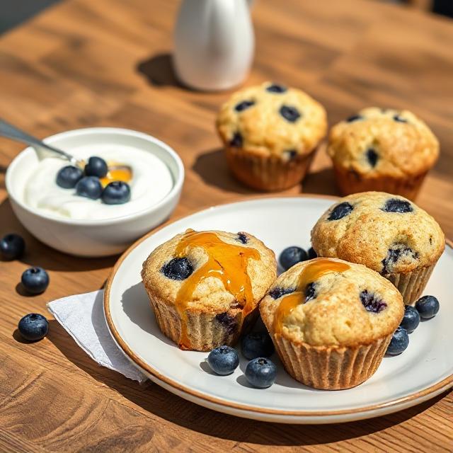 High Protein Sourdough Cottage Cheese Blueberry Muffins