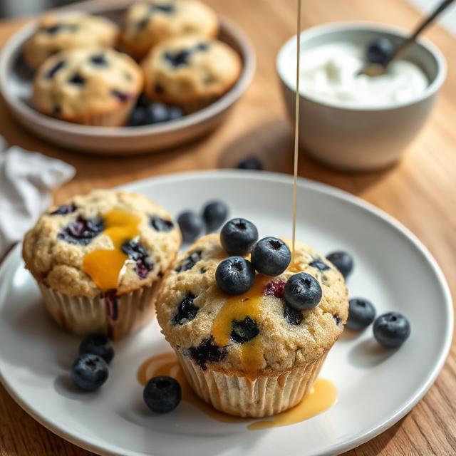 High Protein Sourdough Cottage Cheese Blueberry Muffins