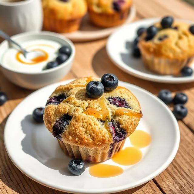 High Protein Sourdough Cottage Cheese Blueberry Muffins