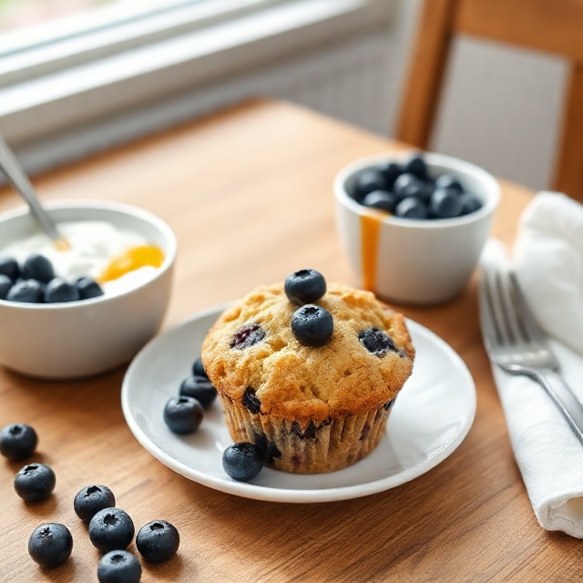 High Protein Sourdough Cottage Cheese Blueberry Muffins