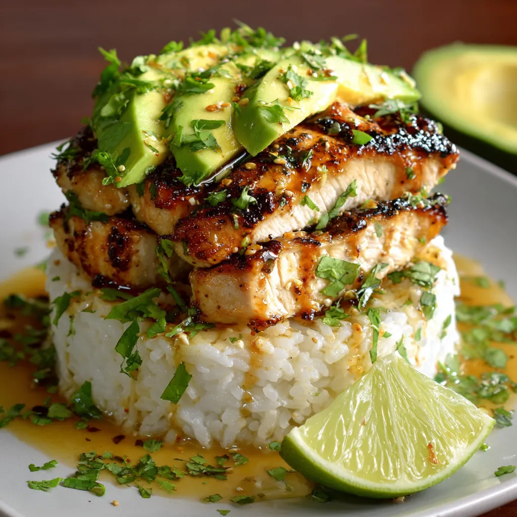 Honey Lime Chicken and Avocado Rice Stack Recipe