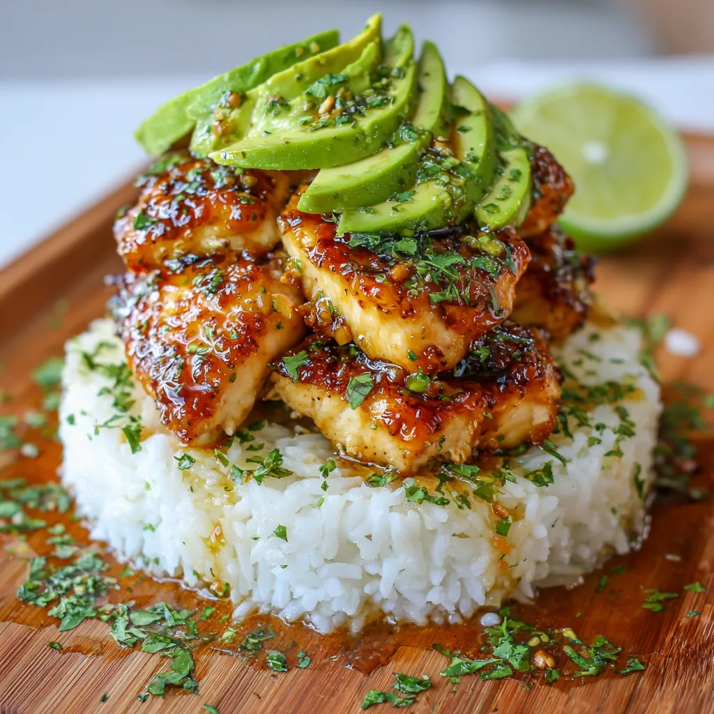 Honey Lime Chicken and Avocado Rice Stack Recipe
