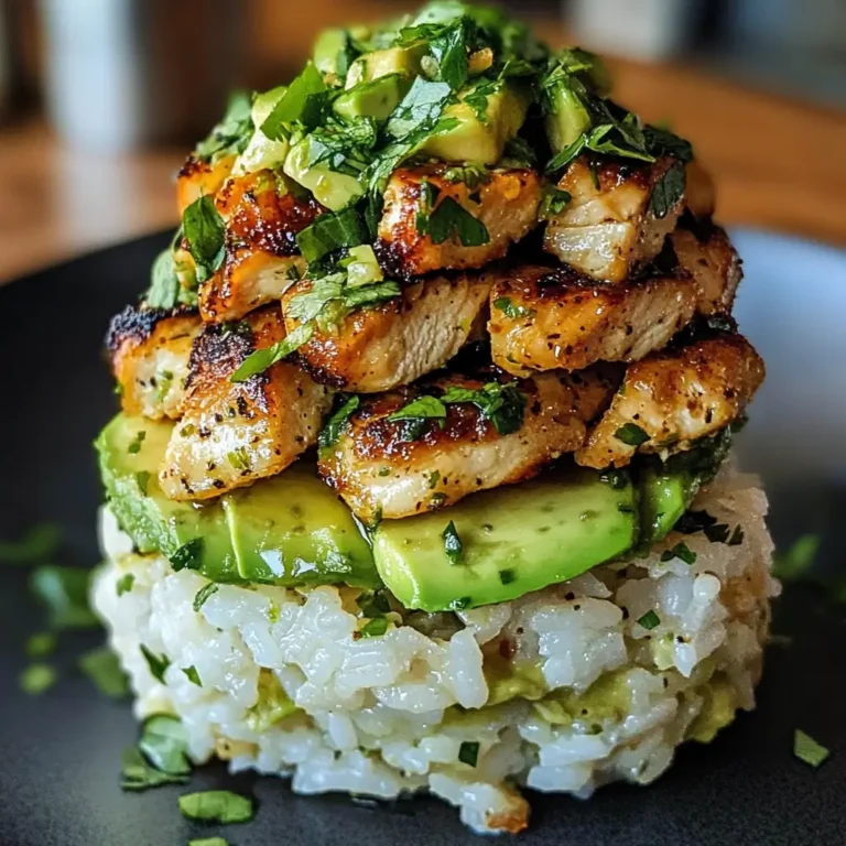 Honey Lime Chicken and Avocado Rice Stack Recipe