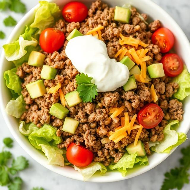 Healthy Keto Taco Salad Bowl Recipe