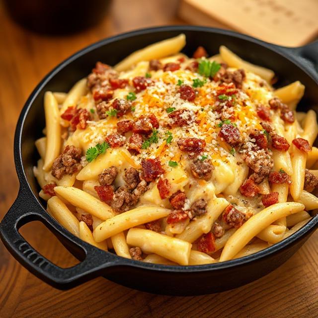 Loaded Bacon Cheeseburger Alfredo Pasta Recipe