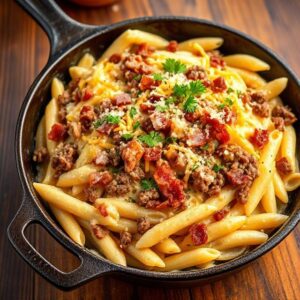 Loaded Bacon Cheeseburger Alfredo Pasta Recipe