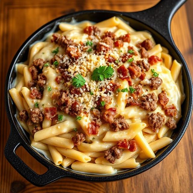 Loaded Bacon Cheeseburger Alfredo Pasta Recipe