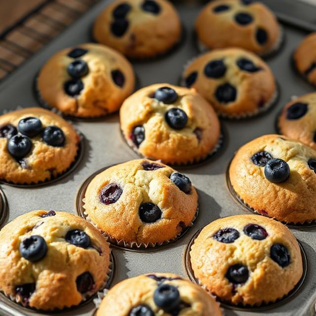 High Protein Sourdough Cottage Cheese Blueberry Muffins