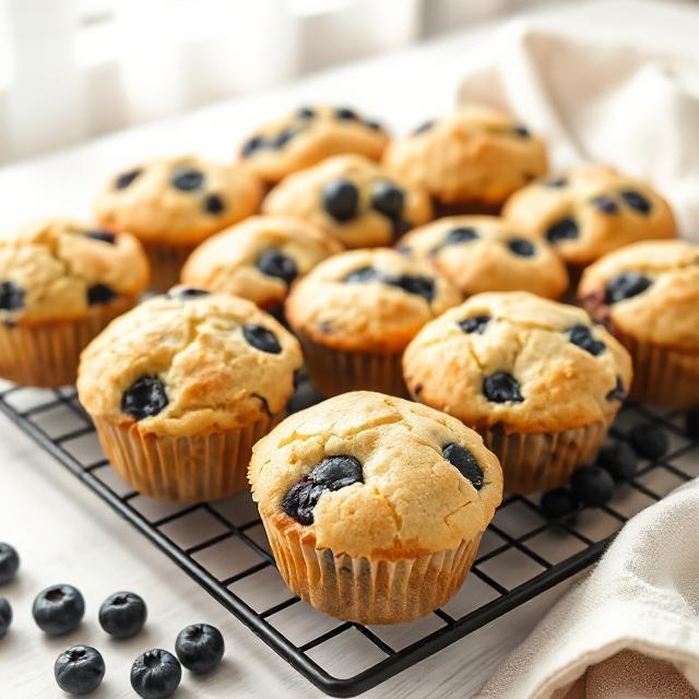 High Protein Sourdough Cottage Cheese Blueberry Muffins