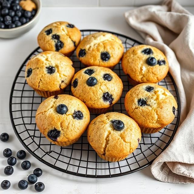 High Protein Sourdough Cottage Cheese Blueberry Muffins