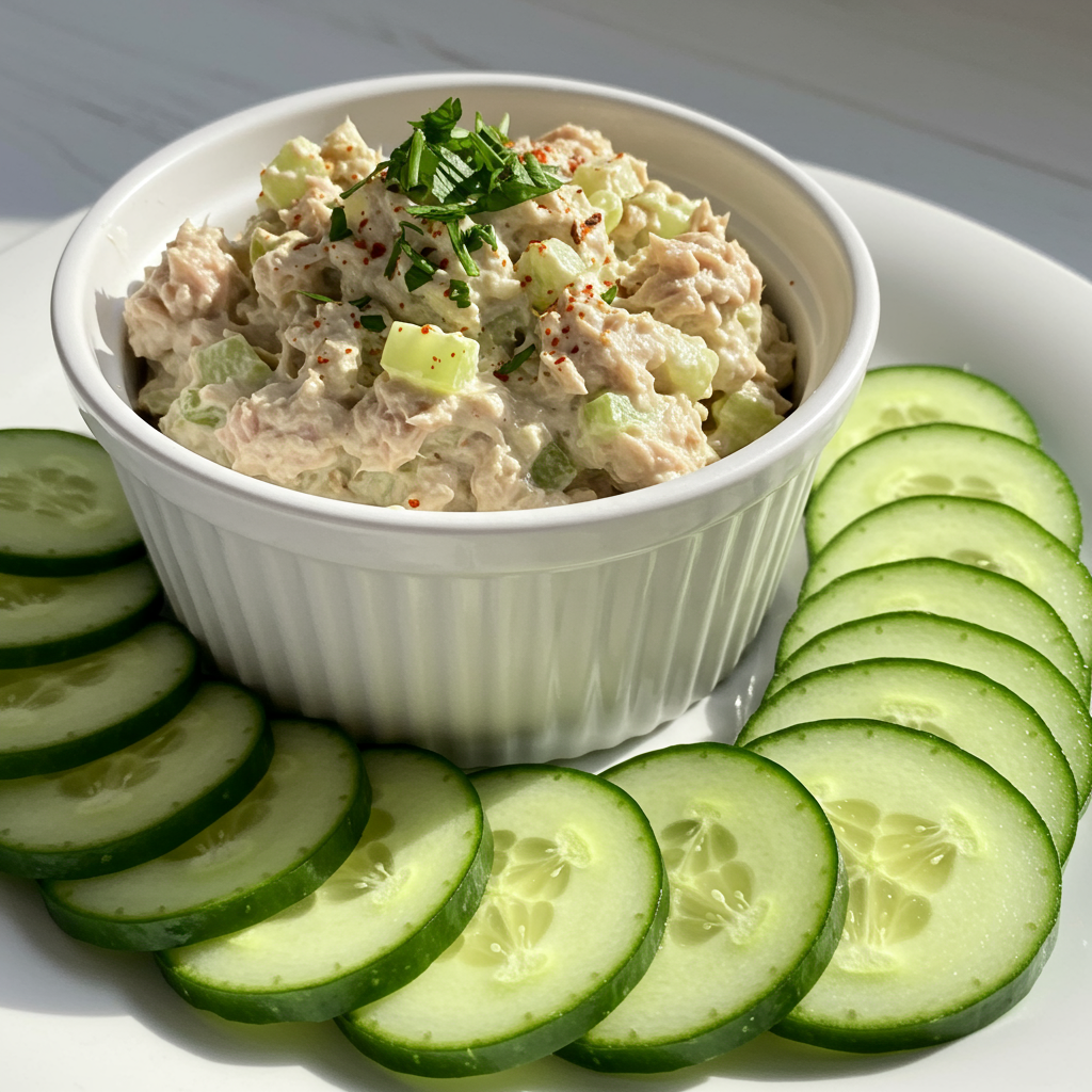 Tuna Salad with Cucumber Slices