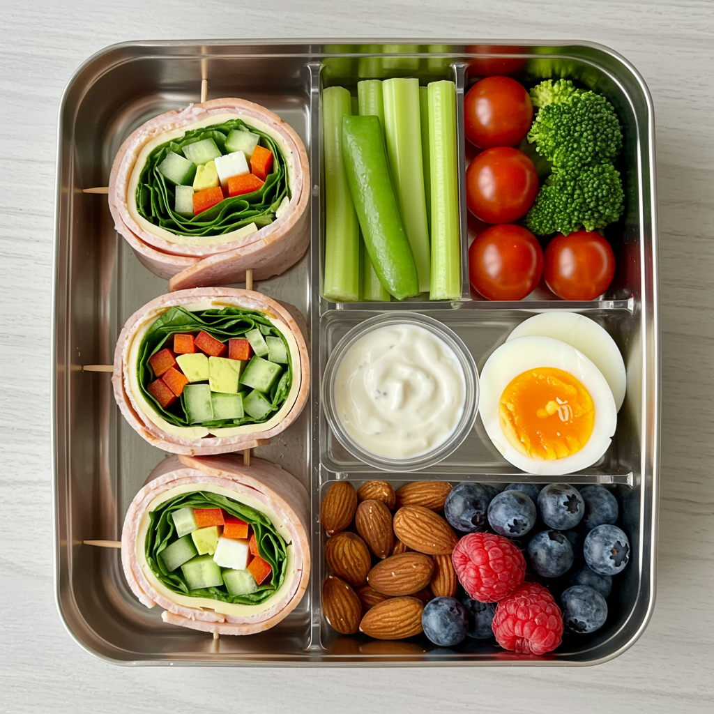 Turkey & Cheese Roll-Ups with Veggies