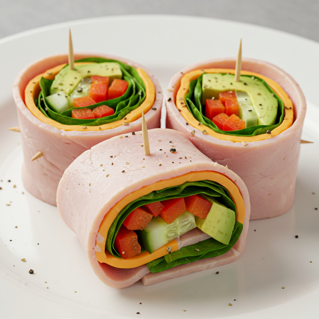 Turkey & Cheese Roll-Ups with Veggies