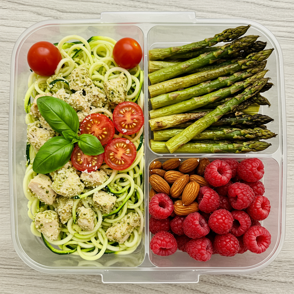 Zucchini Noodles with Pesto and Chicken