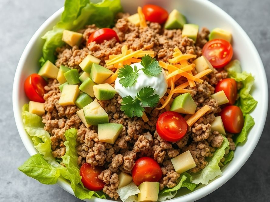Healthy Keto Taco Salad Bowl Recipe