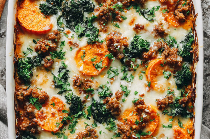Healthy Ground Turkey Sweet Potato Bake